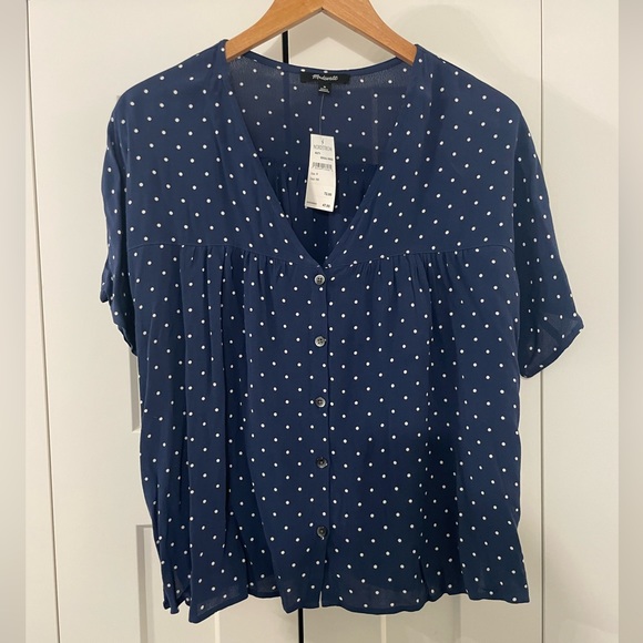 NWT Nordstrom Madewell Polkadot Button Down Blouse size M - Picture 1 of 3